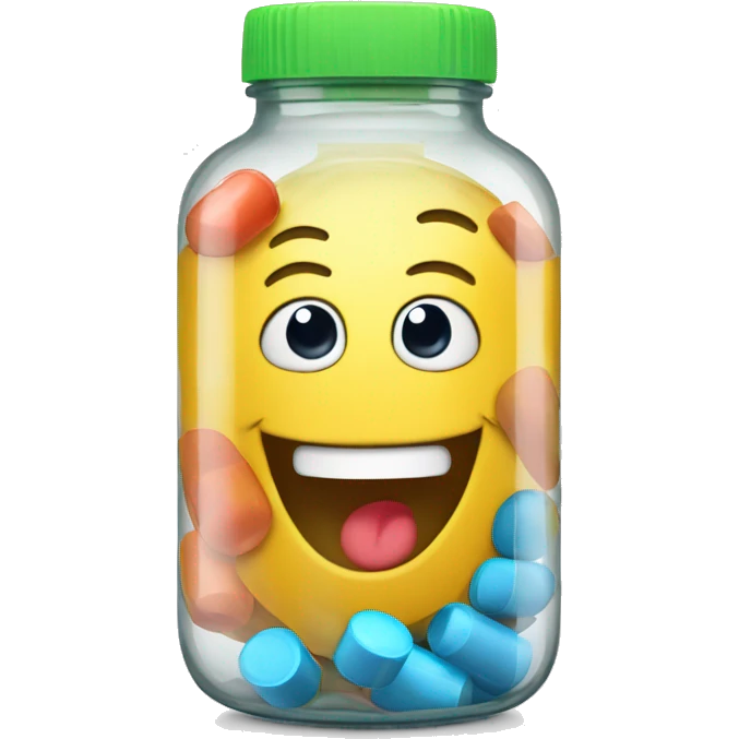 vitamin bottle with excited face emoji