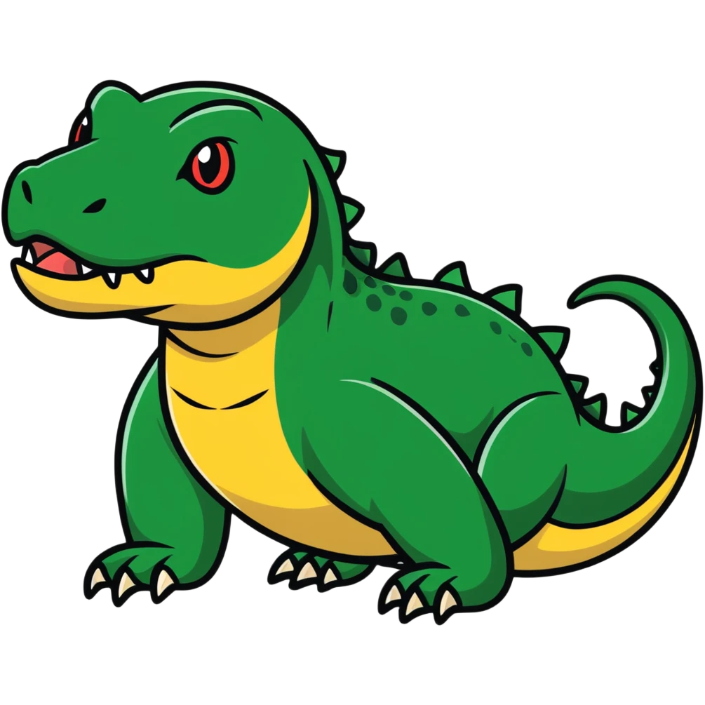 A fierce komodo dragon with detailed scales and flicking tongue emoji