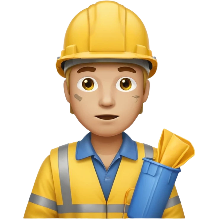 garbage man with yellow helmet holding garbage  emoji