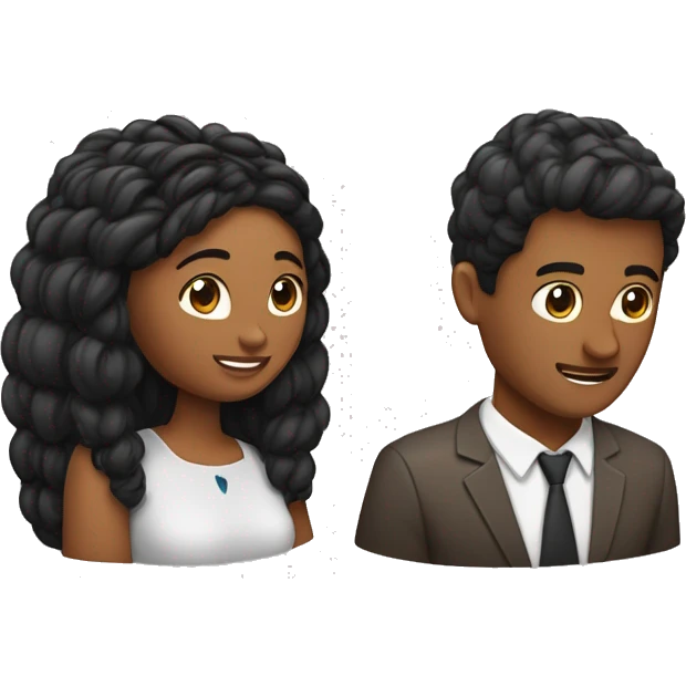 Dos parejas besándose una mujer con pelo lacio negro y un hombre con trenzas  emoji