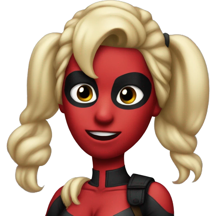 Lady Deadpool with blonde ponytail hair emoji