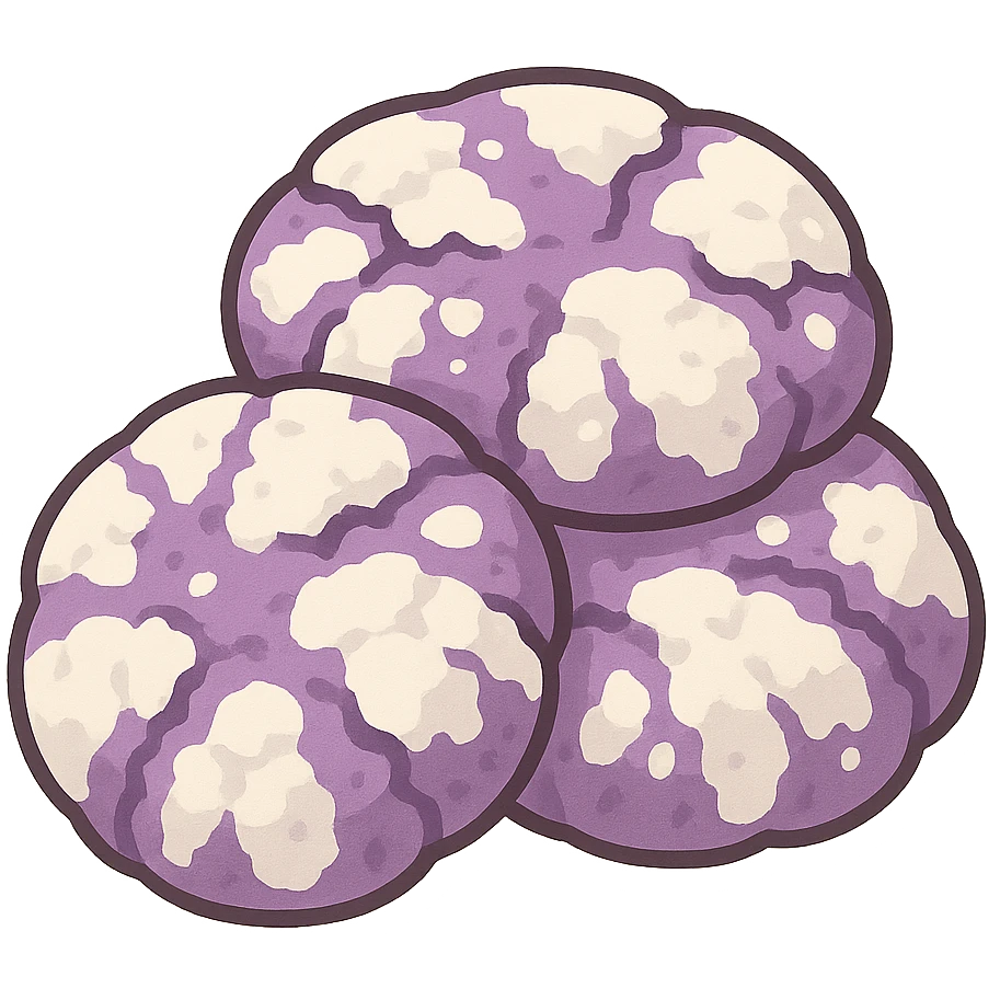 purple ube crinkle cookies, simplified, clear, emoji-like, no faces emoji