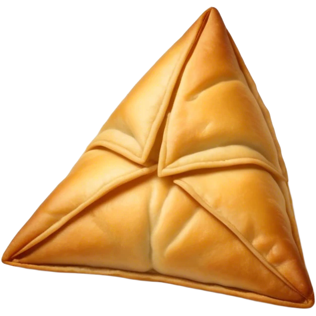Samosa Cinematic Realistic Samosa Snack Emoji, depicted as a crispy, golden triangular pastry filled with spiced vegetables or meat, rendered with rich textures and vibrant, appetizing lighting. emoji