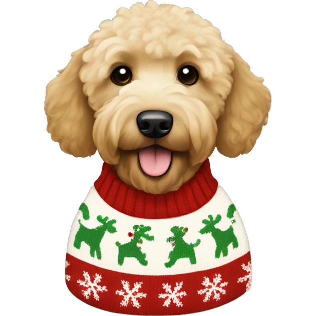 goldendoodle Christmas sweater emoji