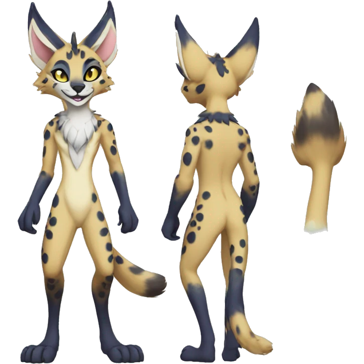 Anthro Sergal-Serval-Vernid full body emoji