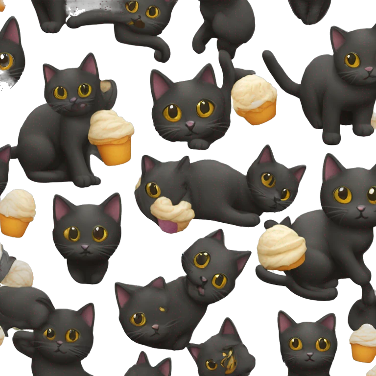 Gato, negro y helado  emoji