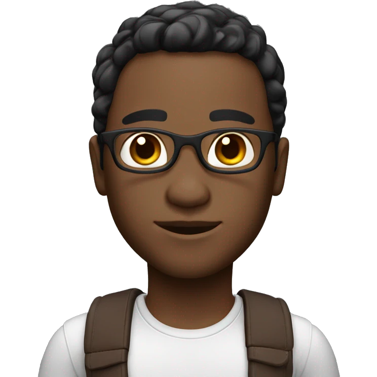 3d avatar, black middle parted hair, medium tone skin, round face, dark chocolate eyes emoji
