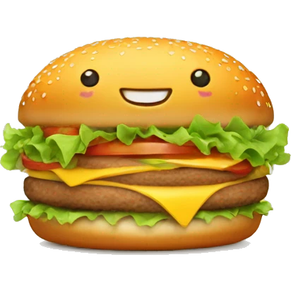 happy burger with face emoji