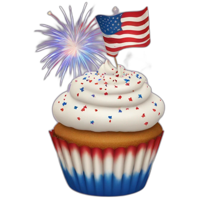 Happy Fourth of July cupcake with fireworks emoji