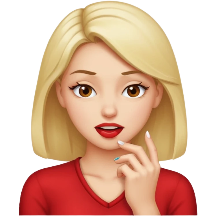 Seductive girl squinting and biting her nail emoji