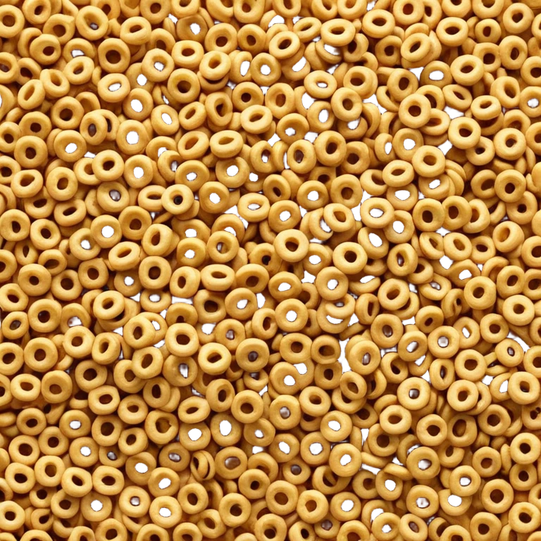 small scatter of dry breakfast cereal loops or flakes in golden brown tones, crisp and lightly textured, soft lighting, subtle shadows, emoji scale emoji