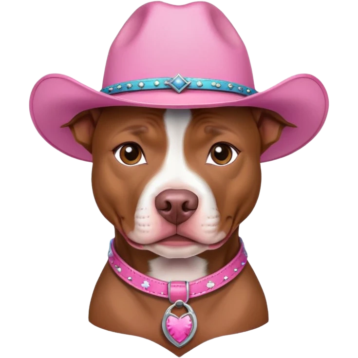 Pitbull with pink cowgirl hat  emoji