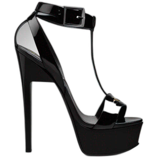Ysl heel sandal  TRIBUTE PLATFORM SANDAL black PATENT LEATHER emoji