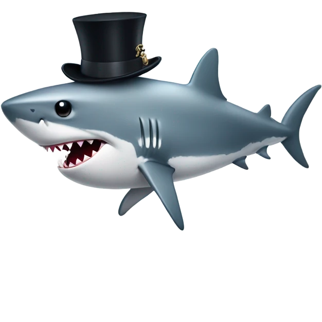 Shark with a top hat emoji