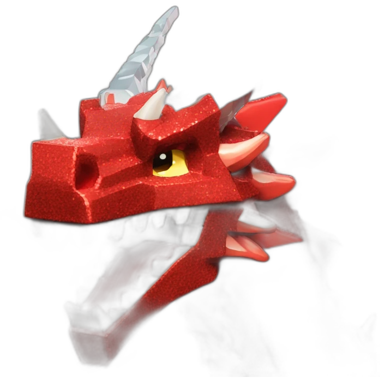 Minecraft Glitter red Dragon Head With Diamond Horn emoji