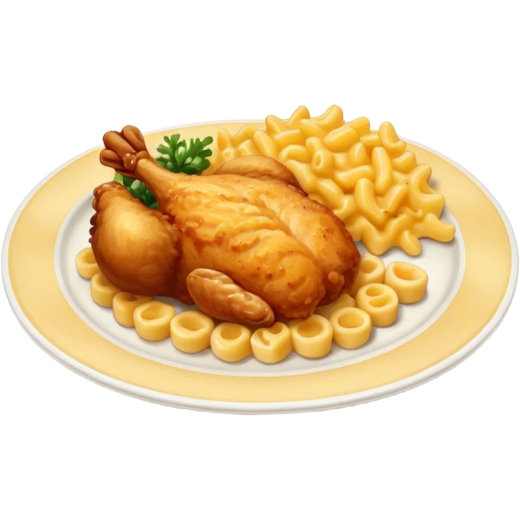 dinner plate chicken with mac and cheese on the side emoji