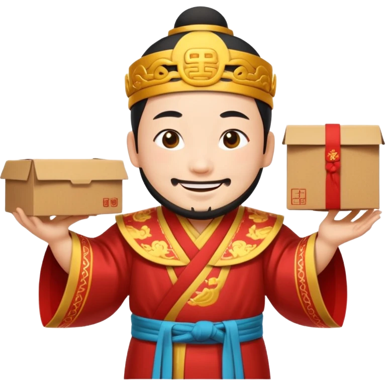 chinese Ming god hold carton box emoji
