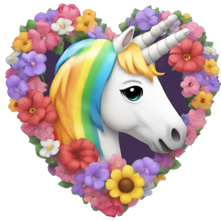 heart with flowers and rainbo ith unicorn emoji