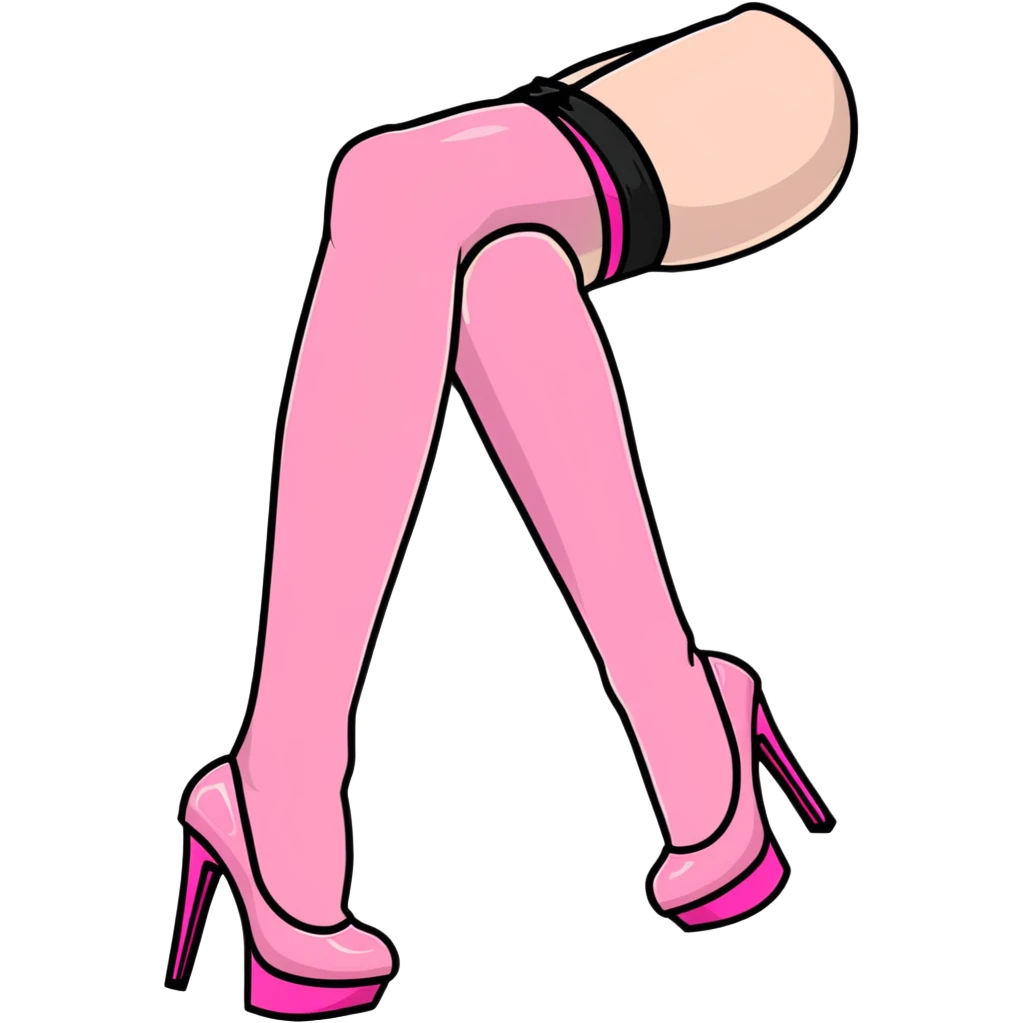 pink platform heel with leg in stockings emoji