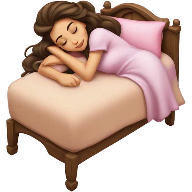 Sleeping brunette beauty princess Disney, bed emoji