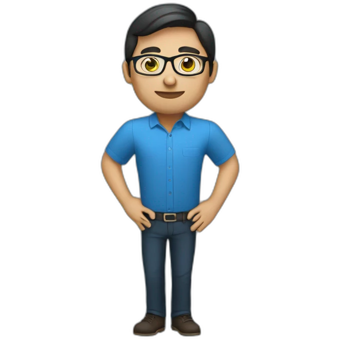 project manager dark hair glasses blue shirt emoji
