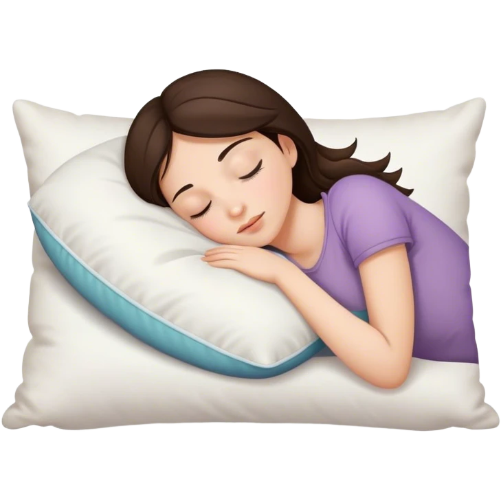 brunette girl sleeping with a pillow emoji