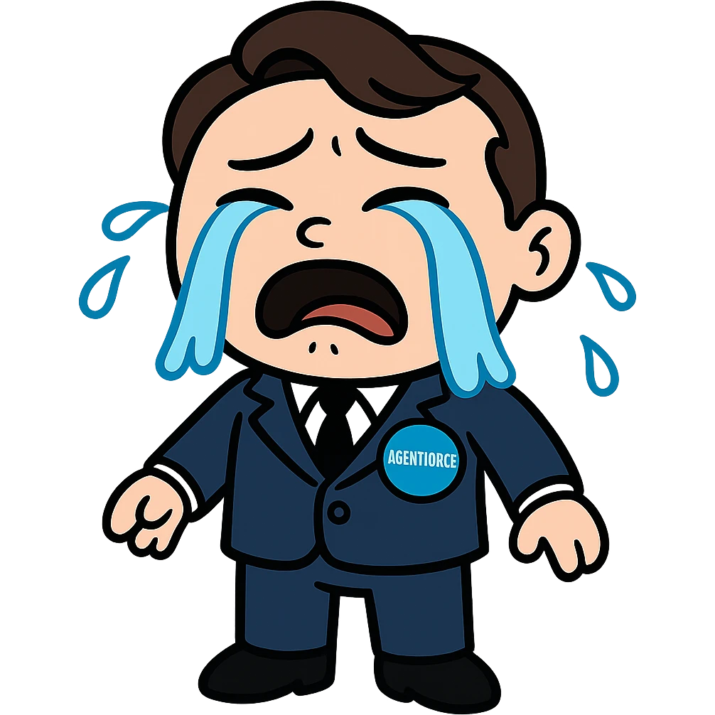 Salesforce Agentforce agent character, crying, clear and recognizable style emoji