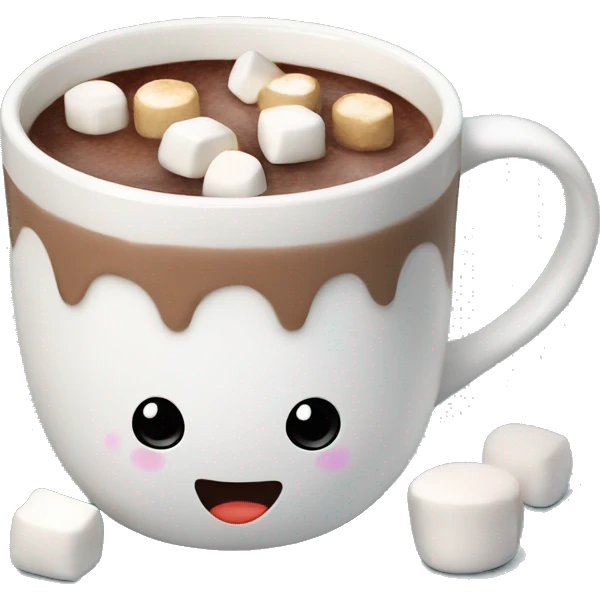 Hot chocolate with marshmallows in christmas mug emoji