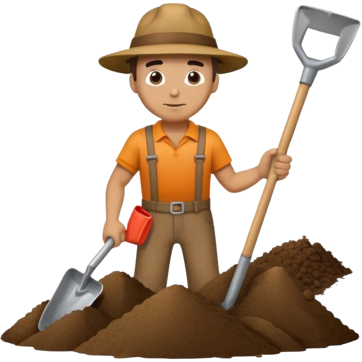 man digging with a shovel with a dirt pile beside him emoji