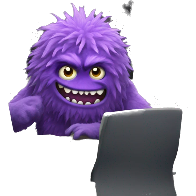 Purple monster working in office emoji