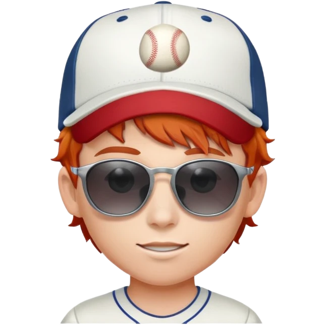 red haired kid with sunglasses and baseball hat  emoji