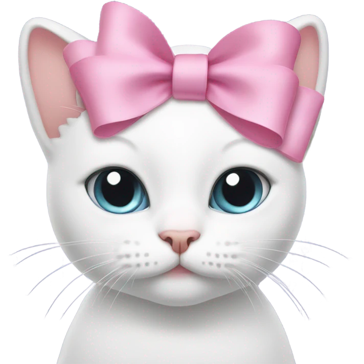 White cat with a pink bow on the head emoji