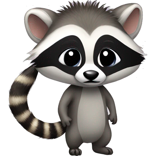 Baby raccoon and ostrich, both wear romper emoji