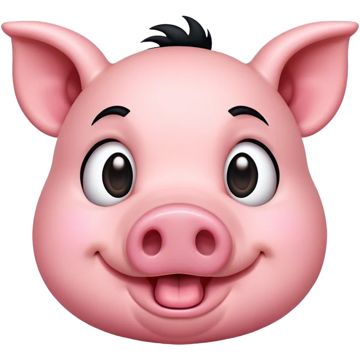 Black hair Pig with Zany face emoji