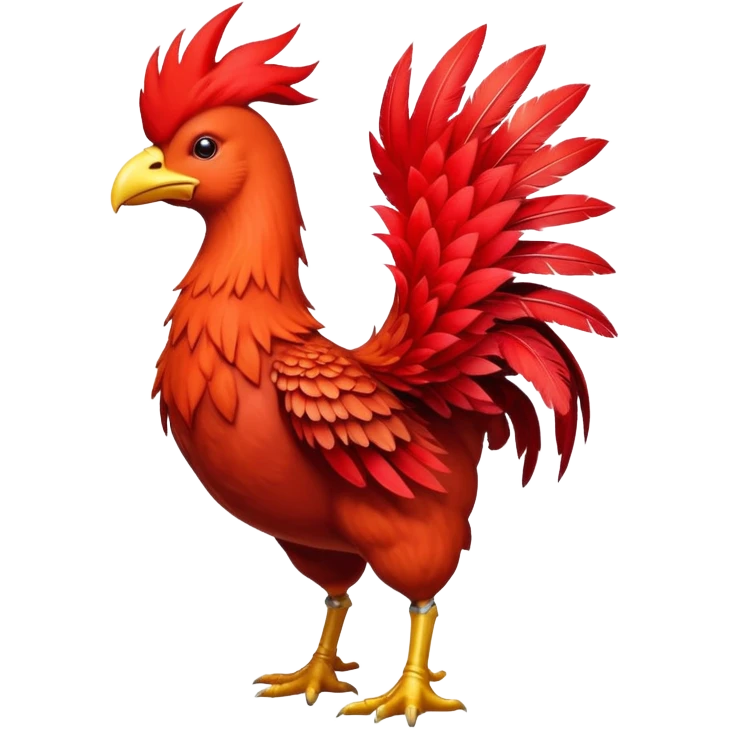 Red chocobo from Final Fantasy, large bird-like mount with bright red feathers emoji