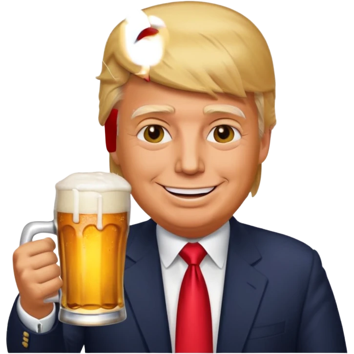 Donald Trump holding a beer, emoji style, smiling emoji