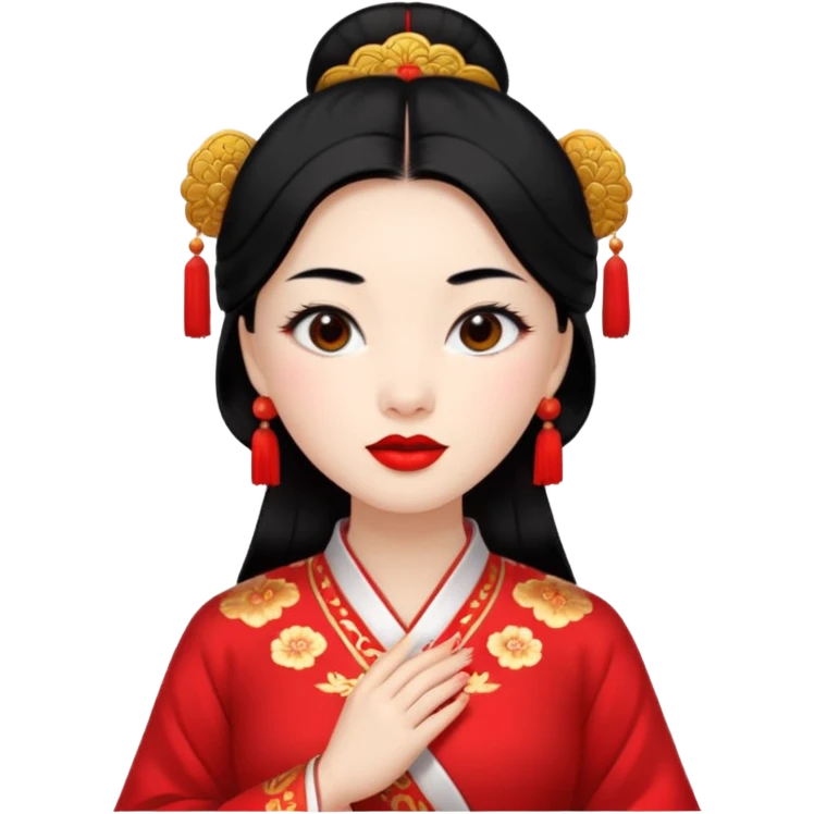 cara coqueta con disfraz chino emoji
