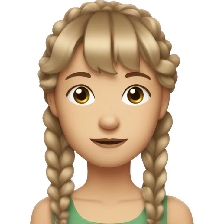 Girl with light brown hair, bluey greenish eyes, bangs and ribbons in her hair emoji