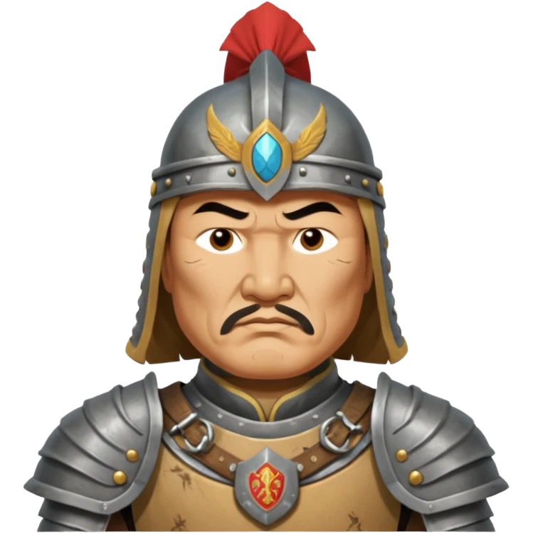 portrait of Genghis Khan in armor rotated 45 degrees to the right emoji