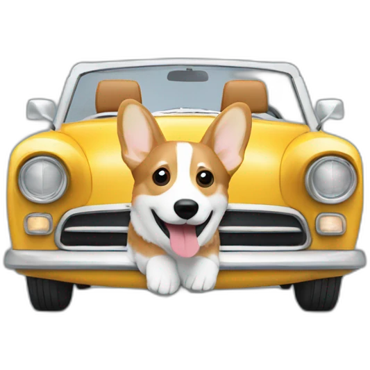 Corgi driving a convertible emoji