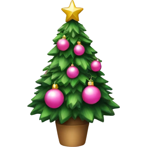 Christmas tree with pink ornaments emoji