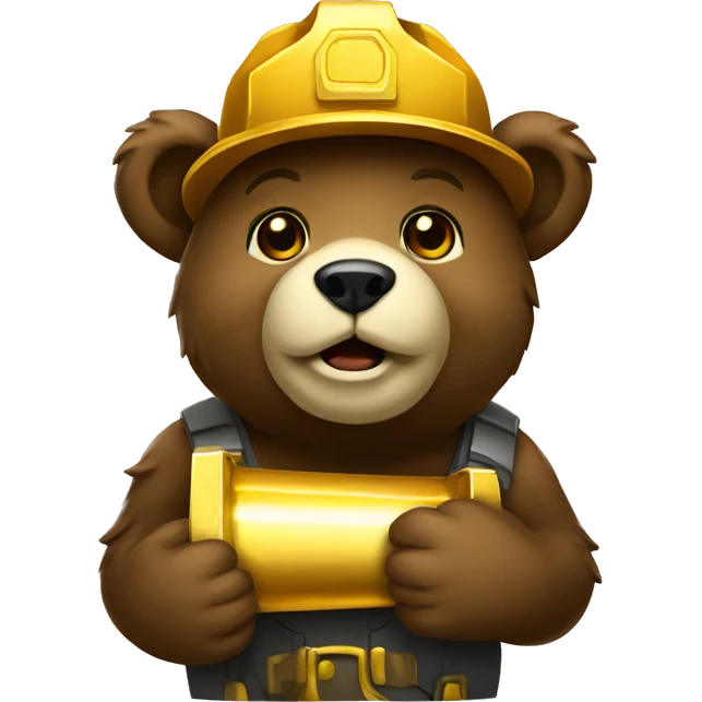 miner bear with gold bar emoji