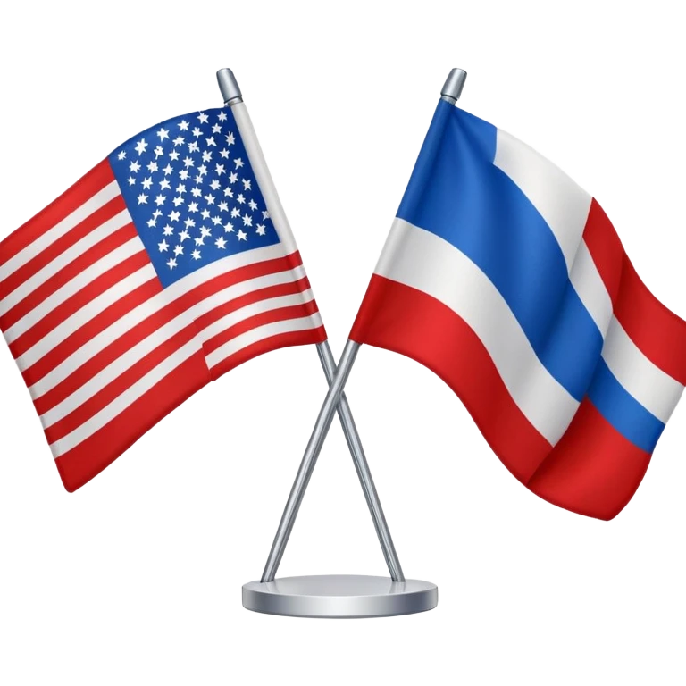 American flag and Russian flag kissing emoji