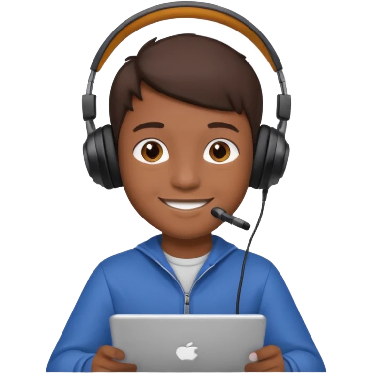 a boy attainting a Online Classes happily  emoji