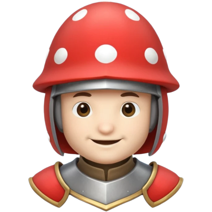 mushroom knight portrait, head and shoulders only, mushroom cap helmet, tiny armor collar, heroic smile, fantasy vibe, 3D cartoon, mobile game icon style, clean background, no text, no watermark
 
 emoji