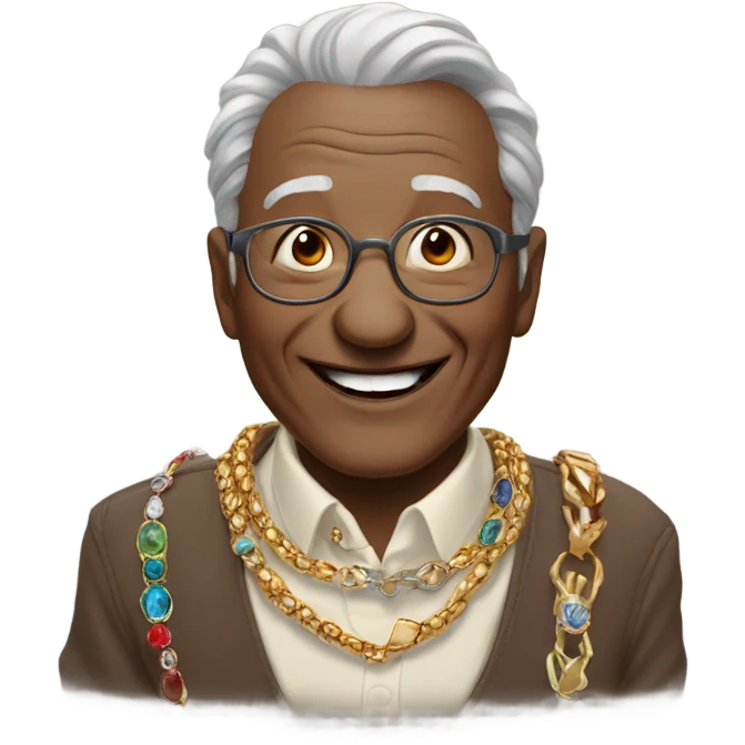 smiling old man with jewelry emoji