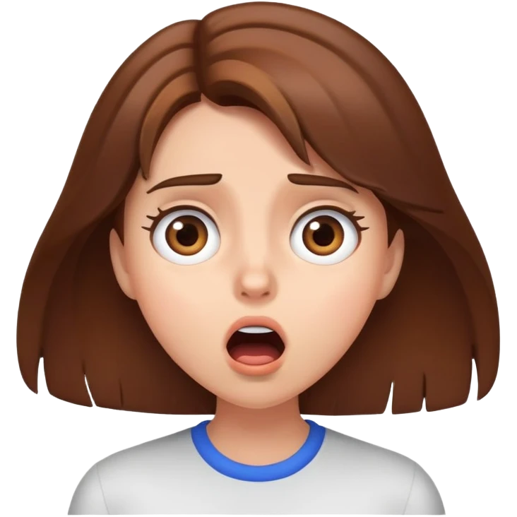 shocked brown hair female emoji