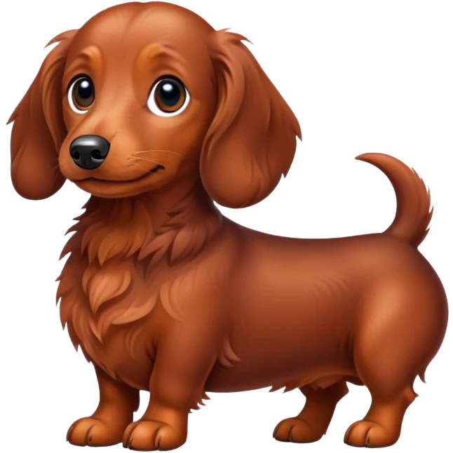 Red brown fluffy daschund emoji