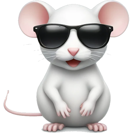 Cute little white mouse wearing sunglasses and fake mustache  emoji
