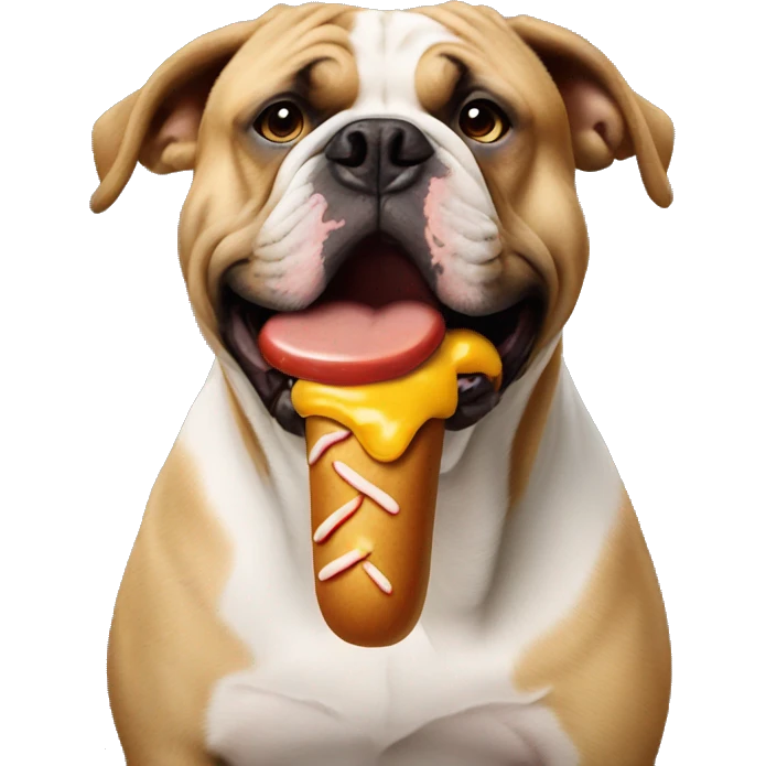 Bulldogg eating hot dog emoji